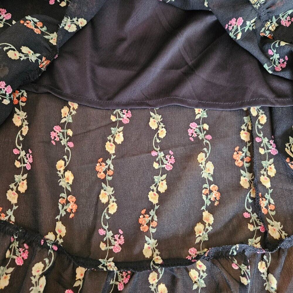 SALE Indulge Crochet Top High Low Dress Spaghetti strap Black Floral SZ XL NWT - Picture 7 of 9